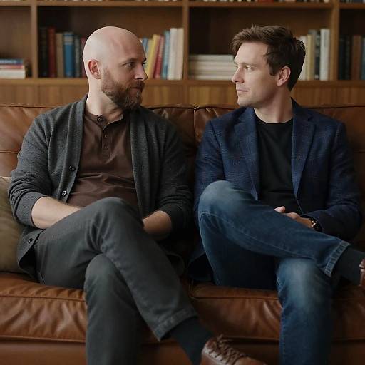 Casual Conversation on a Leather Couch