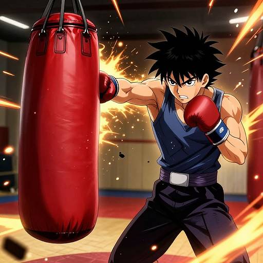 Anime Character Intense Punching Training