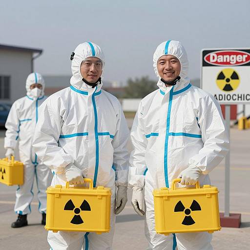 Positive Hazmat Team with Radiation Warning