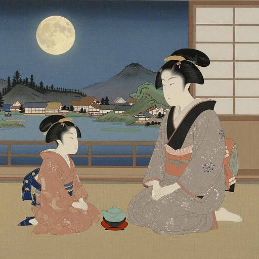 Moonlit Japanese Tea Ceremony by Takahashi Shotei