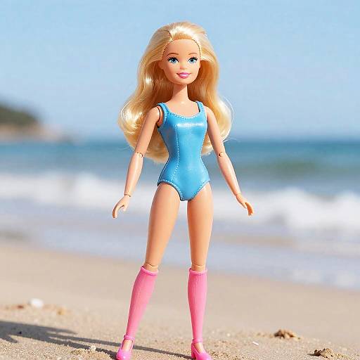 Ultra-Realistic Barbie on Beach