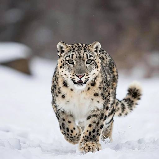 Macro Snow Leopard Cub Racing Toward Camera