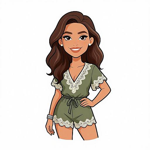 Bohemian Woman in Olive Green Romper