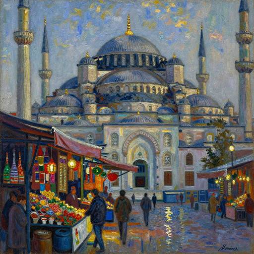 Post-Impressionist Grand Bazaar Oil Painting