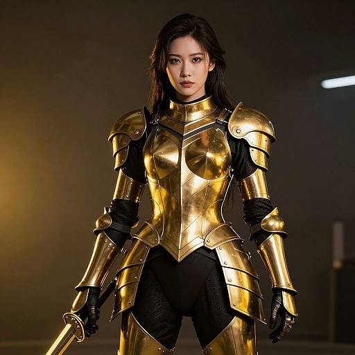 Reflective Gold and Black Armor Woman