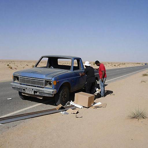 Desert Roadside Broken Truck Scene