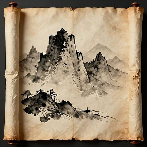 Eternal Solitude on Ancient Scroll