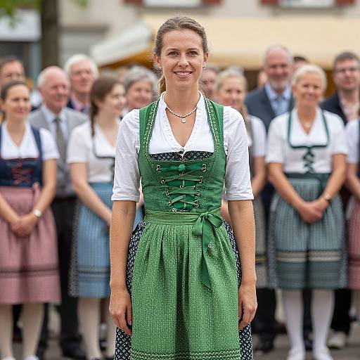 Woman in Green Trachten Dress