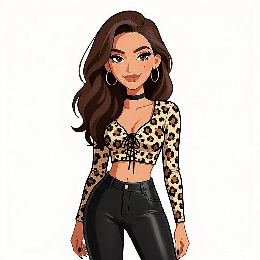 Edgy Woman in Leopard Print Crop Top