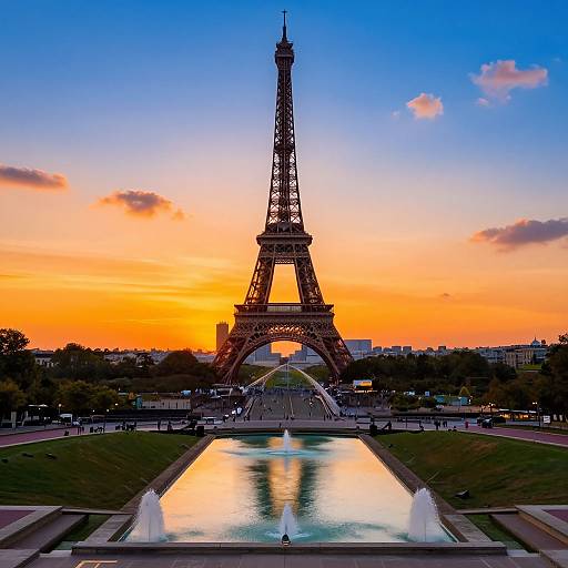 Sunset Eiffel Tower with Reflecting Pool