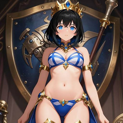 Anime Ancient Princess with Mechanical Shield