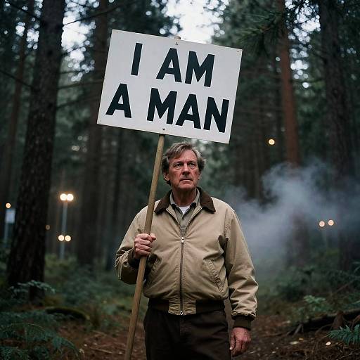 Aviator Man in Pine Forest Protest