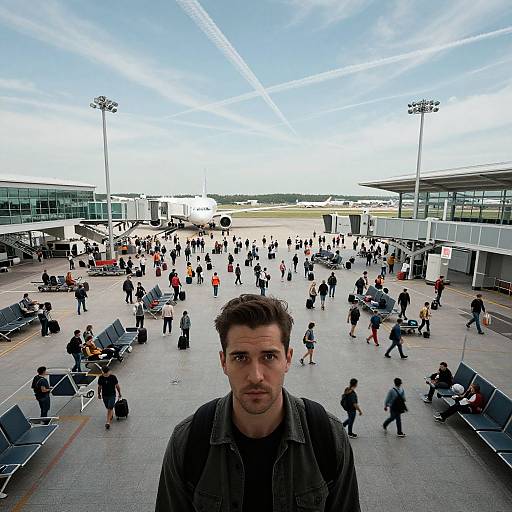 High Angle Busy Airport Terminal