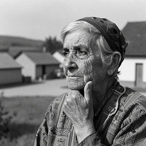 Intense Black-and-White Village Portrait