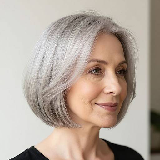 Elegant Silver Bob Haircut for Older Women