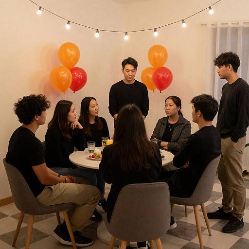 Cozy Warmly Lit Casual Group Gathering