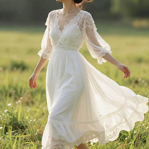 Ethereal White Maiden Dress in Meadow