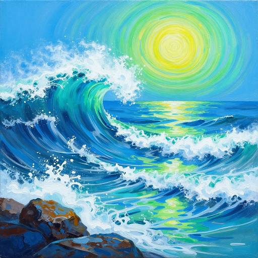 Abstract Ocean Waves and Spiral Sun