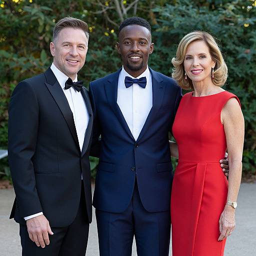 Elegant Trio Posing Outdoors