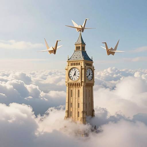 Whispering Origami Cranes Lift Clock Tower