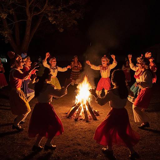 Chimuelos Dancing Around Bonfire