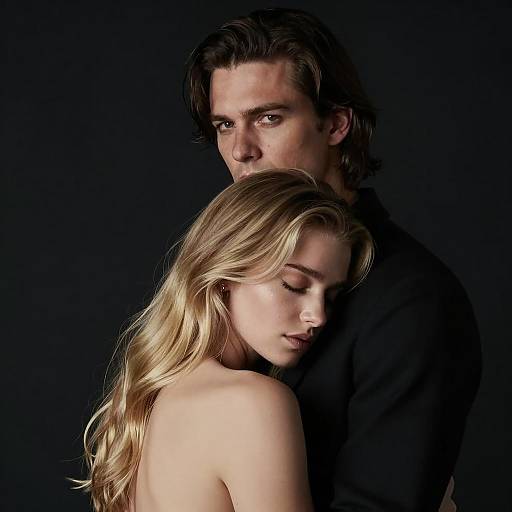 Intimate Embrace in Dark Elegance