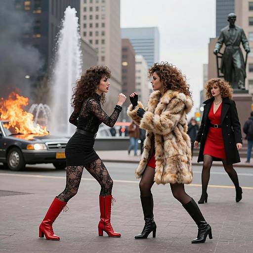 Glamorous Urban Fight Scene in 80s Style