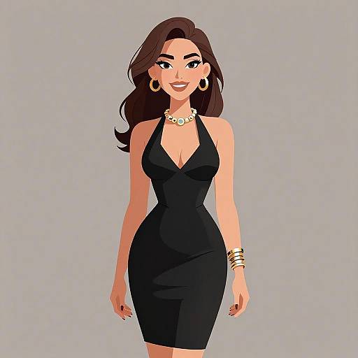 Elegant Woman in Black Dress