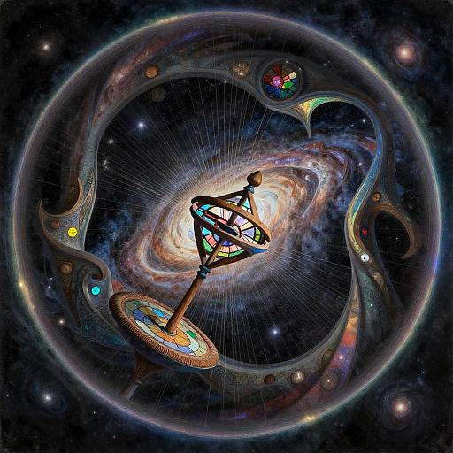 Ancient Cosmic Spinner in Cubist Style