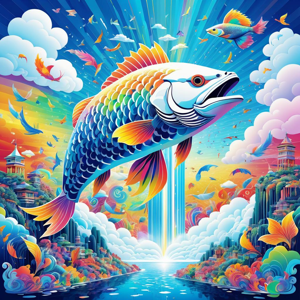 Surreal Pop Art of a Flying Fish