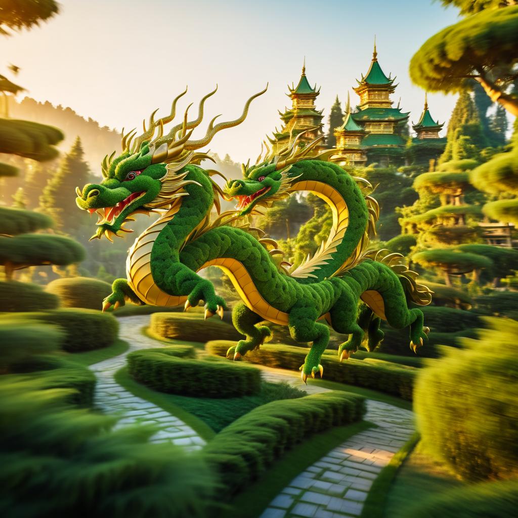 Fast-Flying Topiary Dragon in Fantasy Realm