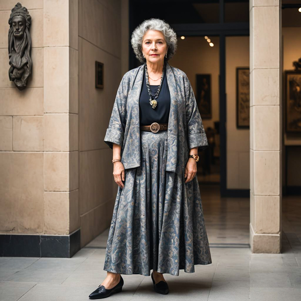 Elegant Elderly Woman at Museum