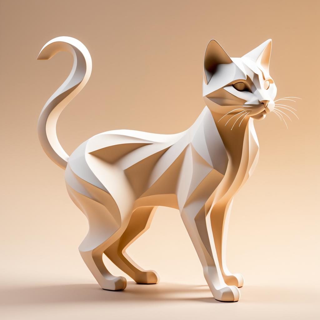 Dynamic Beige Feline in Warm Lighting