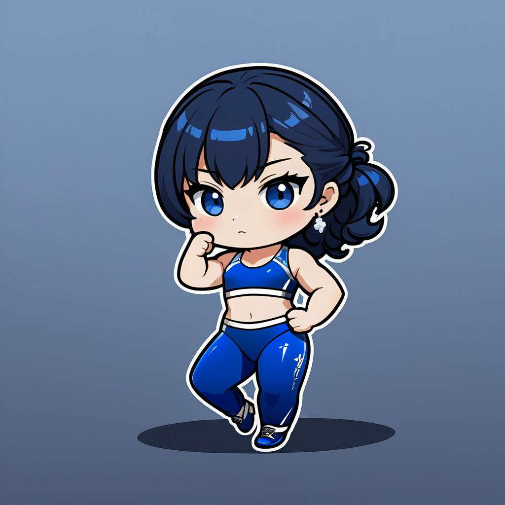 Chibi Dancer with Dark Blue Hair