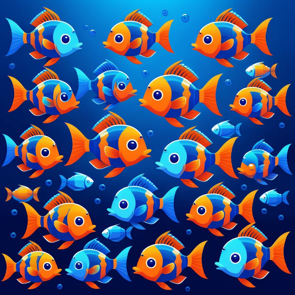 Playful Pixel Art Cartoon Fish Collection