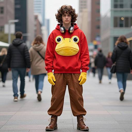Stylish Velma Male Costume in Urban Scene