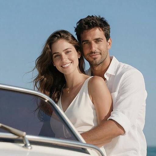 Romantic Boat Moment Under Clear Sky
