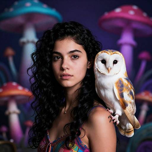 Psychedelic Portrait with Barn Owl