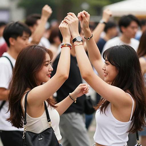 Photorealistic Outdoor Crowd Girls Dancing