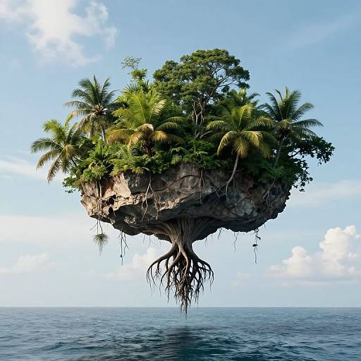 Surreal Inverted Island Between Sky and Sea