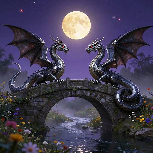 Metallic Dragons Over Misty Valley