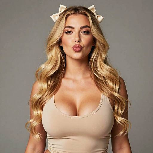 Blonde Woman in Beige Top Portrait