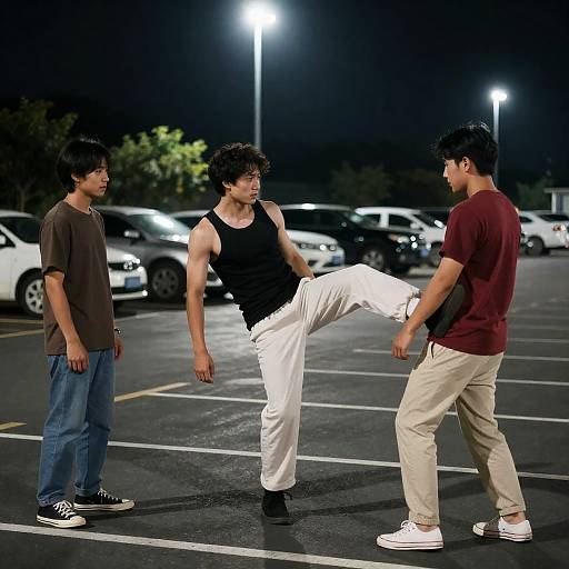 Nighttime Conflict in a Parking Lot