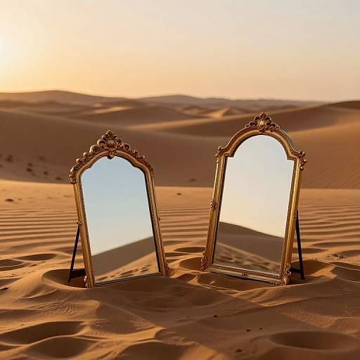 Ornate Mirrors in Desert Dunes