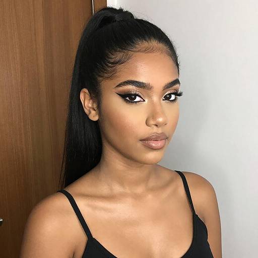 Portrait of Young Woman with High Ponytail