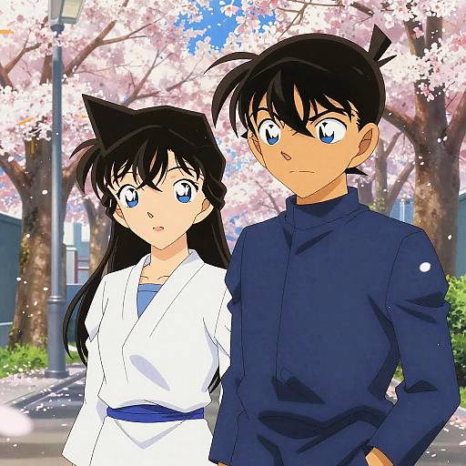 Blue Eyed Anime in Cherry Blossoms