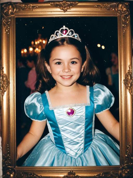 Young Girl in Princess Costume Holding Frame