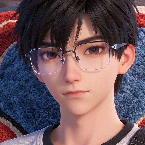 Cyberpunk Asian Boy with Tech Glasses