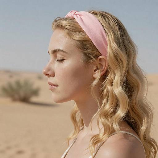 Serene Blonde Woman in Desert Landscape