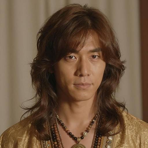 Portrait of Young Korean Man with 70s Style